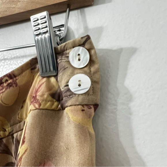 Vintage August Silk 10 Beige Floral A-Line Lined Boho Cottagecore Midi Skirt - Picture 5 of 9